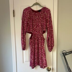 Aqua Pink Floral Long Sleeve Dress